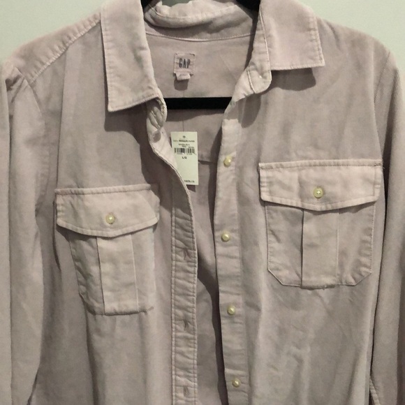 Gap lavender lilac corduroy button down shirt shacket size large new with tag - Picture 2 of 9